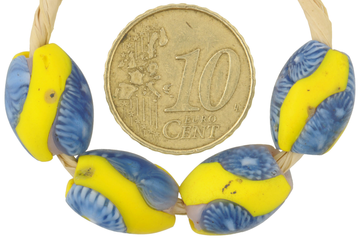 Antique Oval Venetian Millefiori Mosaic Glass Trade Beads - 4Pcs - alternate view