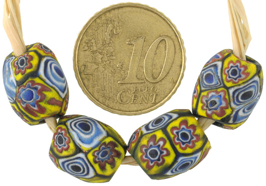 Rare Oval Antique Venetian Millefiori Mosaic Glass Trade Beads, Early 1900S - alternate view