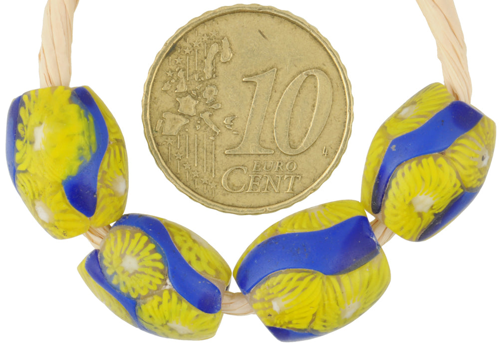 Antique Oval Millefiori Mosaic Glass Trade Beads - African Trade Beads - alternate view