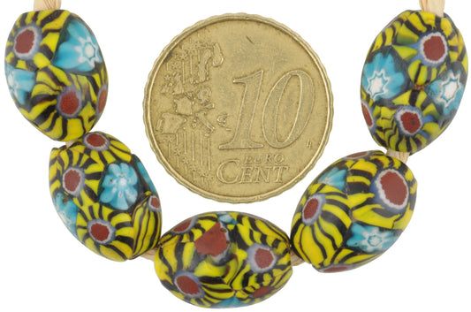 Rare Large Antique Millefiori Mosaic Trade Beads - 5 Oval Venetian - alternate view