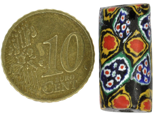 Rare Peacock Antique Venetian Millefiori Glass Trade Bead, 23X10Mm - alternate view