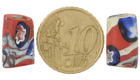 Rare Antique Venetian Millefiori Trade Beads, African Mosaic Beads 15X9Mm - alternate view