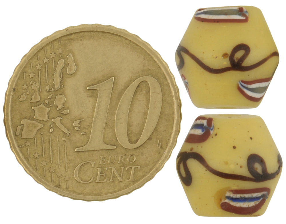 Rare Old Yellow Bicone King Venetian Lampwork Glass Trade Beads - 11Mm - alternate view