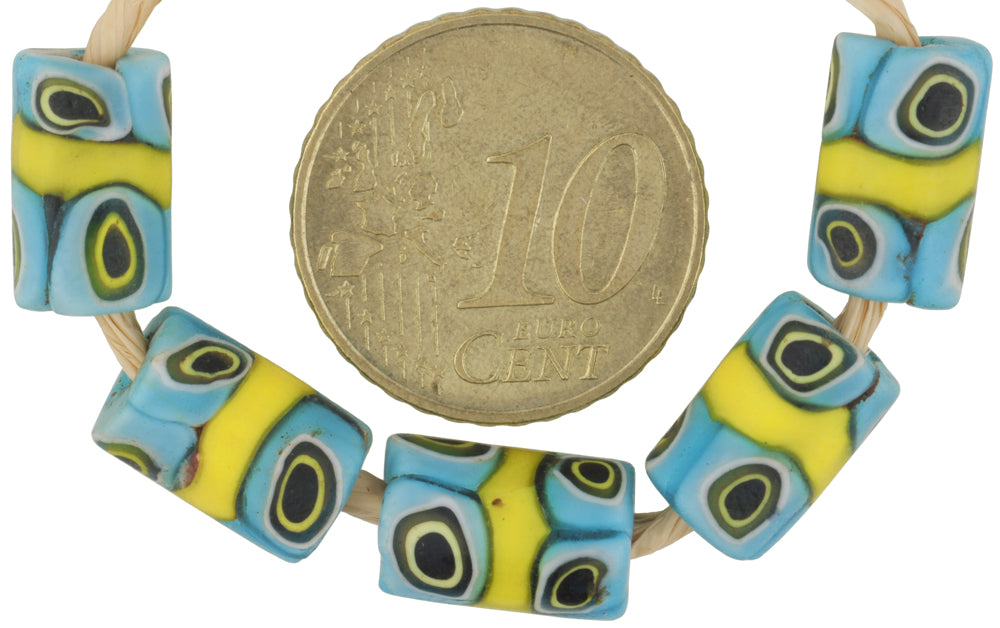 Five Antique Banded Millefiori Venetian Mosaic Glass Trade Beads - alternate view