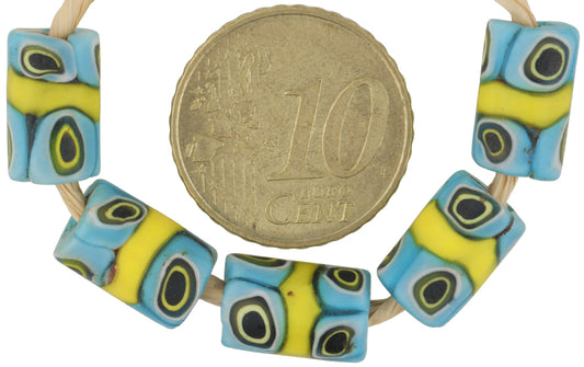 Five Antique Banded Millefiori Venetian Mosaic Glass Trade Beads - alternate view