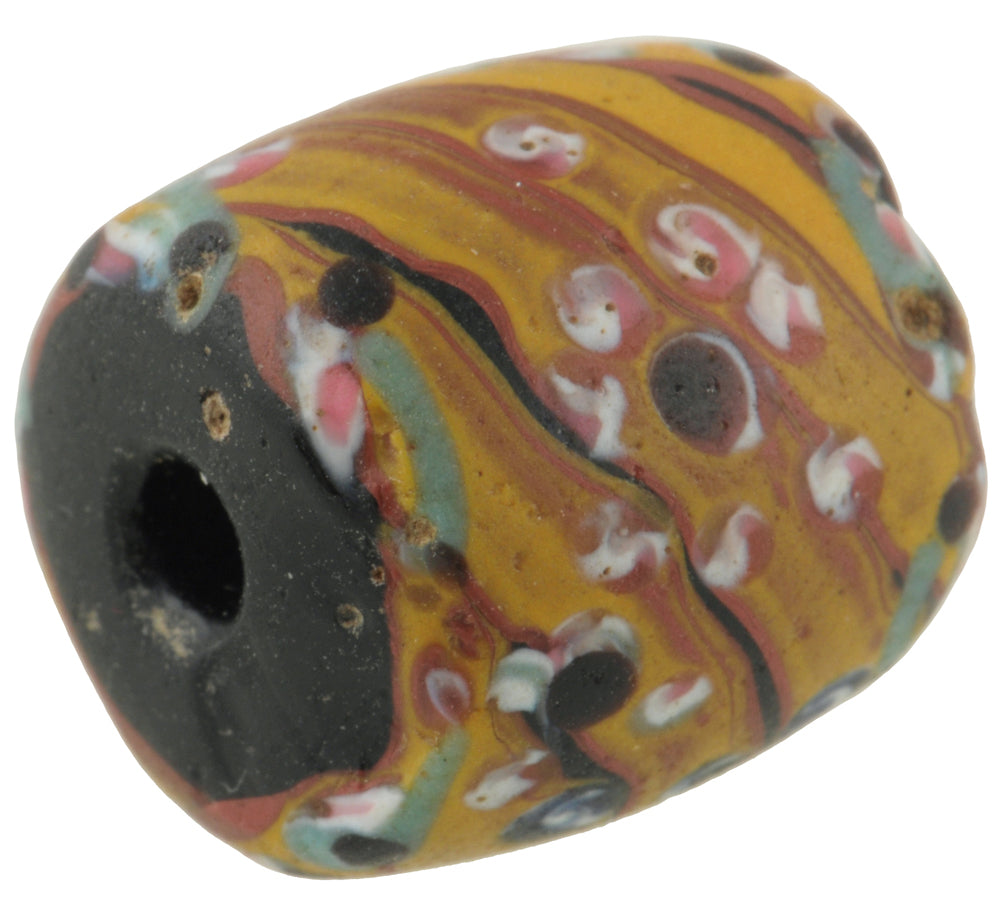 Beautiful Antique Floral/Fancy Venetian Glass Trade Bead - 14X13Mm - angled shot