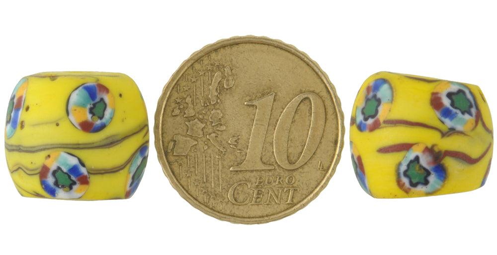 Rare Antique Round Venetian Millefiori Mosaic Beads 15X13Mm, African Trade - alternate view