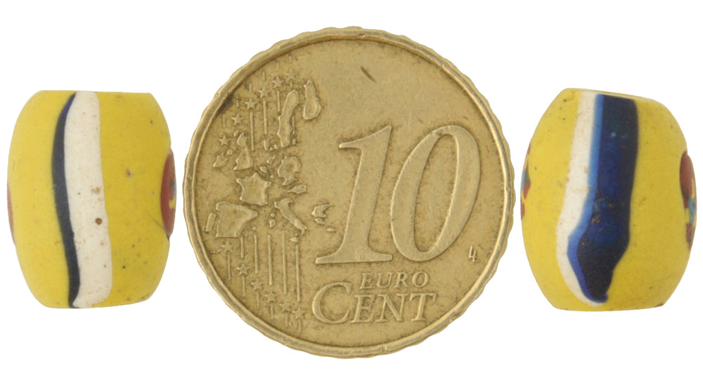 Rare Antique Venetian Oval Millefiori Mosaic Glass Trade Beads, 12X10Mm - alternate view