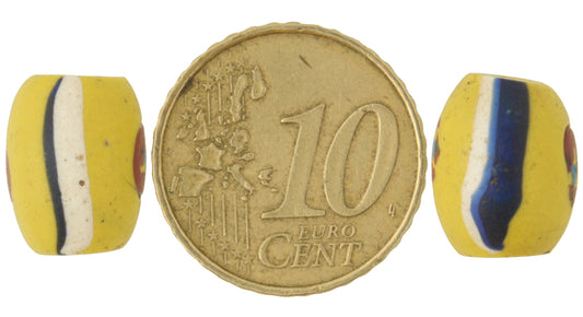 Rare Antique Venetian Oval Millefiori Mosaic Glass Trade Beads, 12X10Mm - alternate view