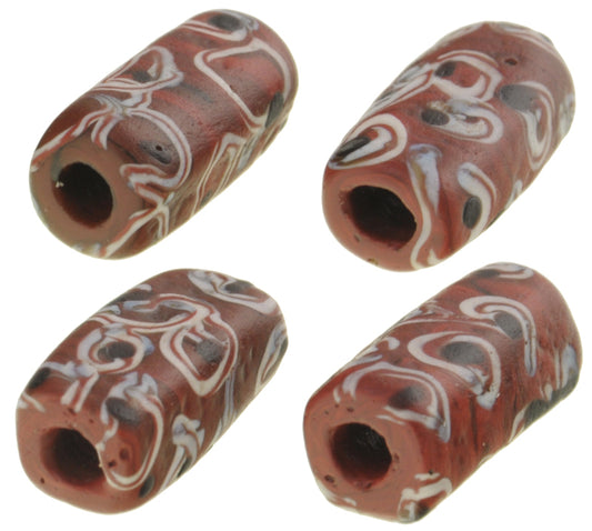 Antique Rectangular Fancy Eye Venetian Wound Glass Trade Beads - African Trade - alternate view