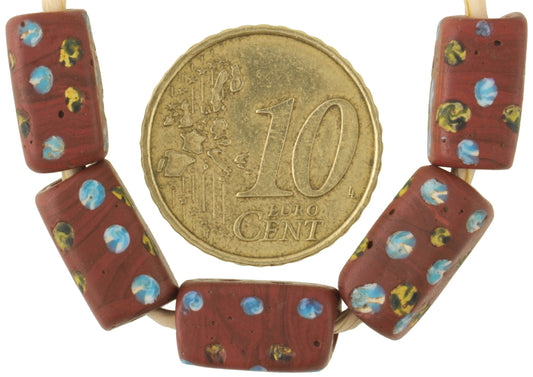 Antique Rectangular Brick "Eye" Fancy Venetian Glass Trade Beads, 12-13Mm - alternate view