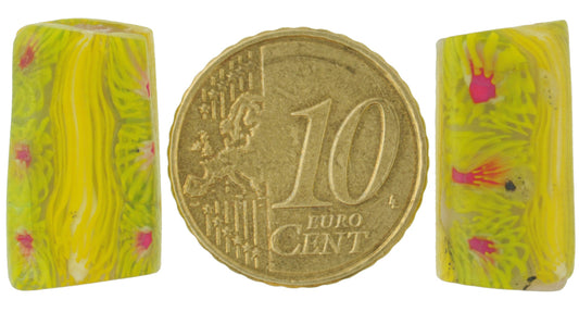 Antique Venetian Mosaic Millefiori African Trade Beads Pair - Rare, Rectangular - alternate view