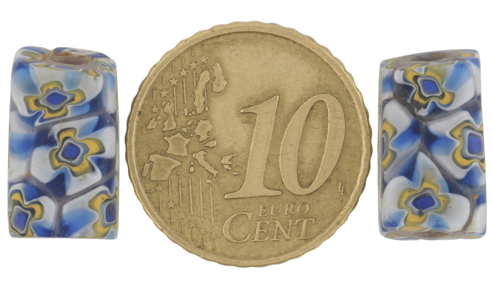 Rare Rectangular Antique Venetian Millefiori Glass Trade Beads - close-up