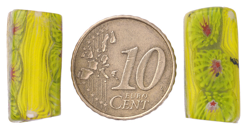 Antique Rectangular Millefiori Mosaic Venetian Trade Beads - African Glass Beads - close-up