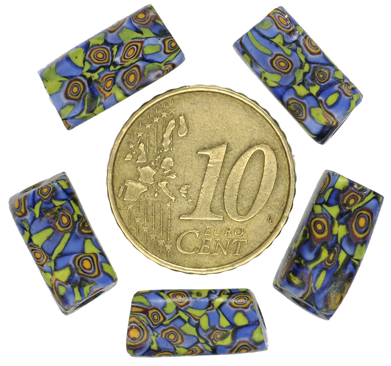 Rare Antique Rectangular Venetian Millefiori Mosaic Glass Trade Beads - alternate view