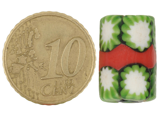Antique Red Banded Venetian Millefiori Trade Bead 18X11Mm - alternate view