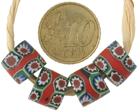 Antique Red Banded Millefiori African Trade Beads, Venice, 1900S - alternate view