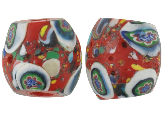 Rare Antique Oval Venetian Millefiori African Trade Beads - 12Mm Pair - alternate view