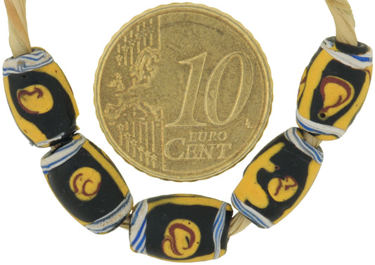 Antique Black Fancy Venetian Lampwork Glass Trade Beads - African Trade - alternate view
