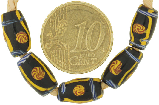 Antique Black Fancy Venetian Lampwork Glass Trade Beads, 1800S-1900S - alternate view