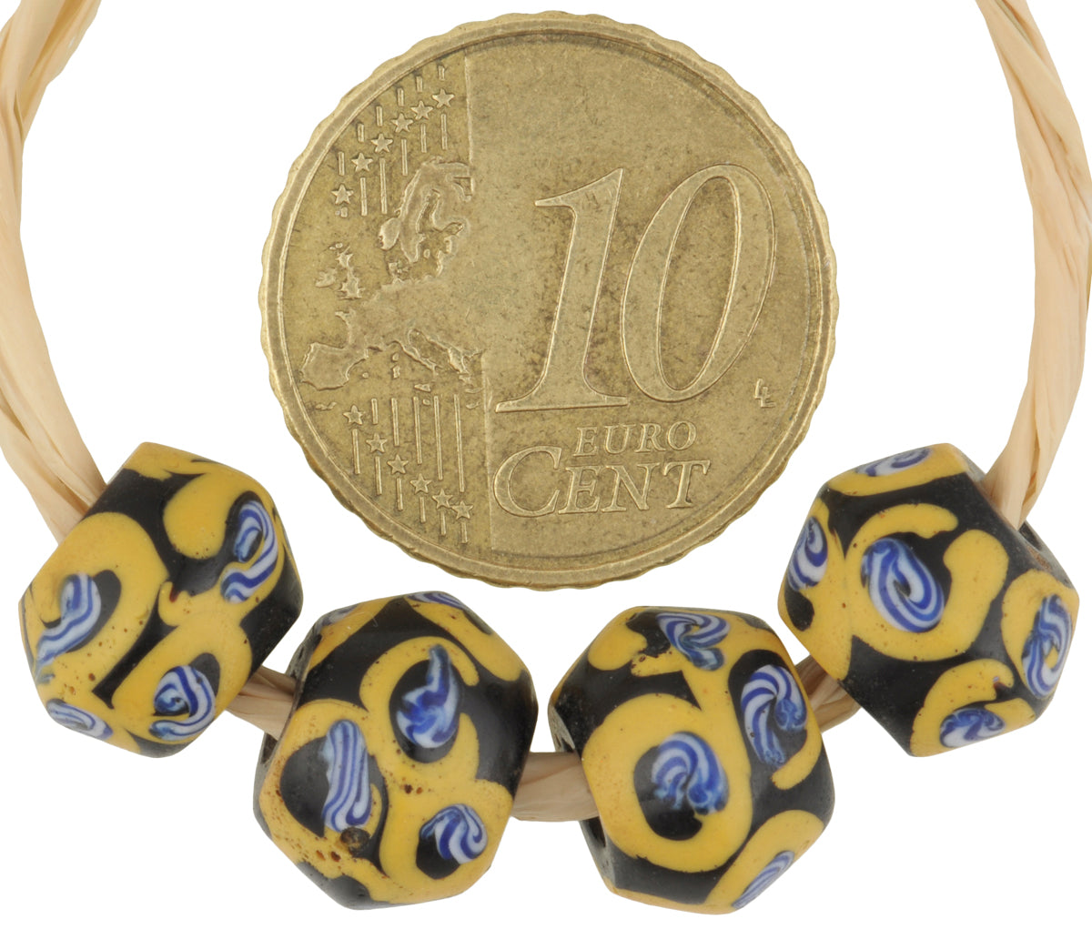 Rare Antique Venetian Black Fancy King Lampwork Trade Beads, African Trade - alternate view