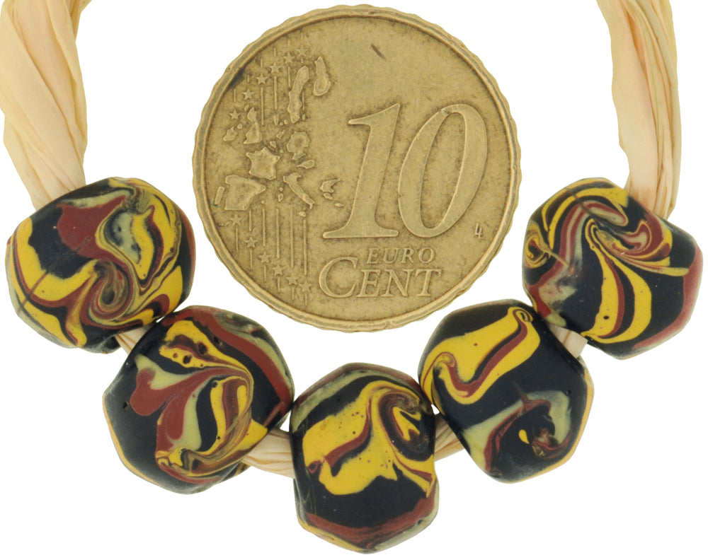 Rare Black Bicone "King" Antique Venetian Lampwork Trade Beads - alternate view