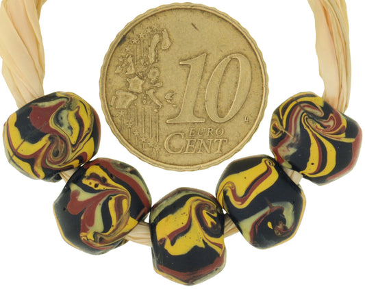 Rare Black Bicone "King" Antique Venetian Lampwork Trade Beads - alternate view