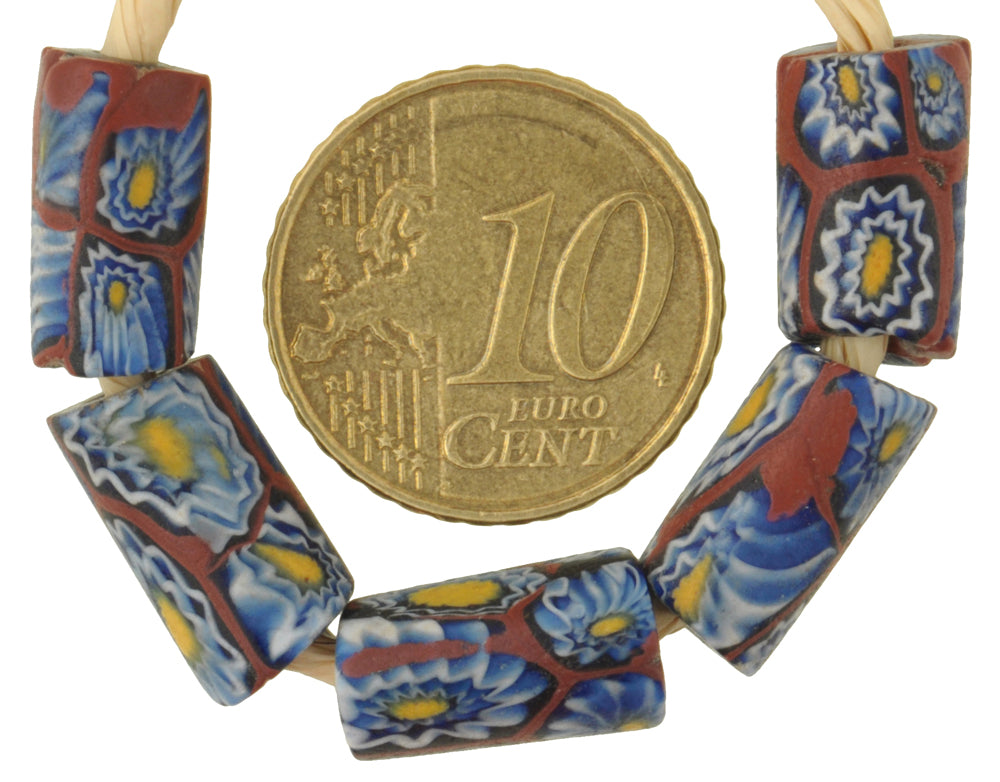 Antique Venetian Millefiori African Trade Beads - 5 Matching Mosaic Beads - alternate view