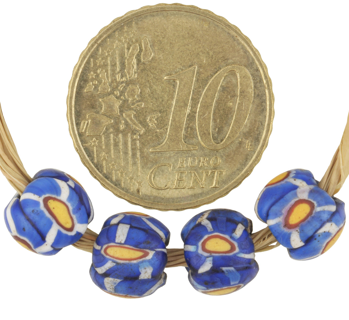 Antique Venetian Millefiori Mosaic Glass Trade Beads, 7-8Mm, African Trade - alternate view