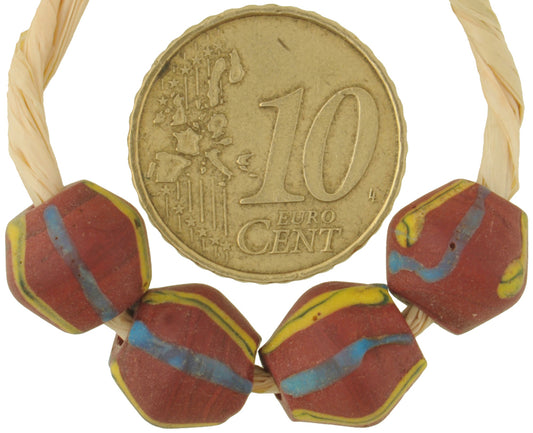 Antique Striped Bicone "King" Venetian Lampwork Glass Trade Beads - alternate view