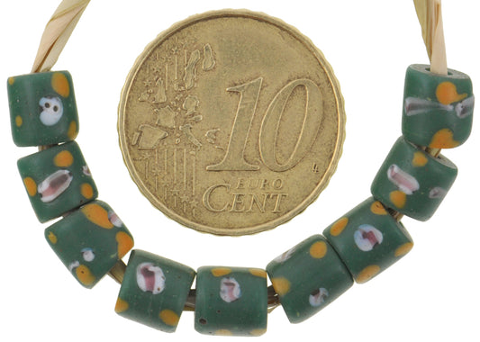 Antique Small Green Fancy Venetian Lampwork Trade Beads, 6Mm - alternate view