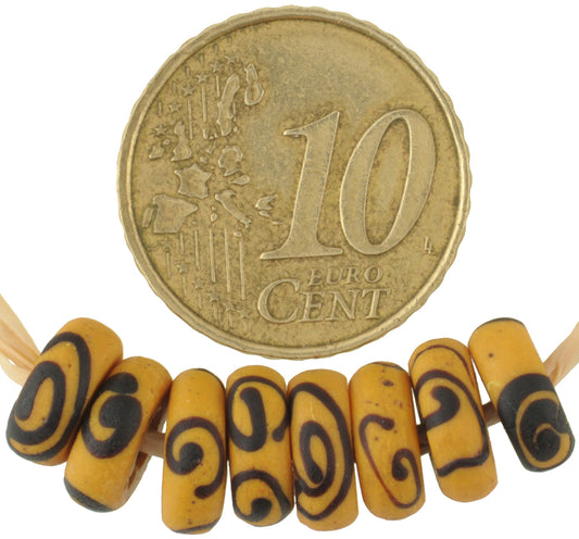 Small Yellow Disk Venetian African Trade Beads, Antique Lampwork Glass - alternate view