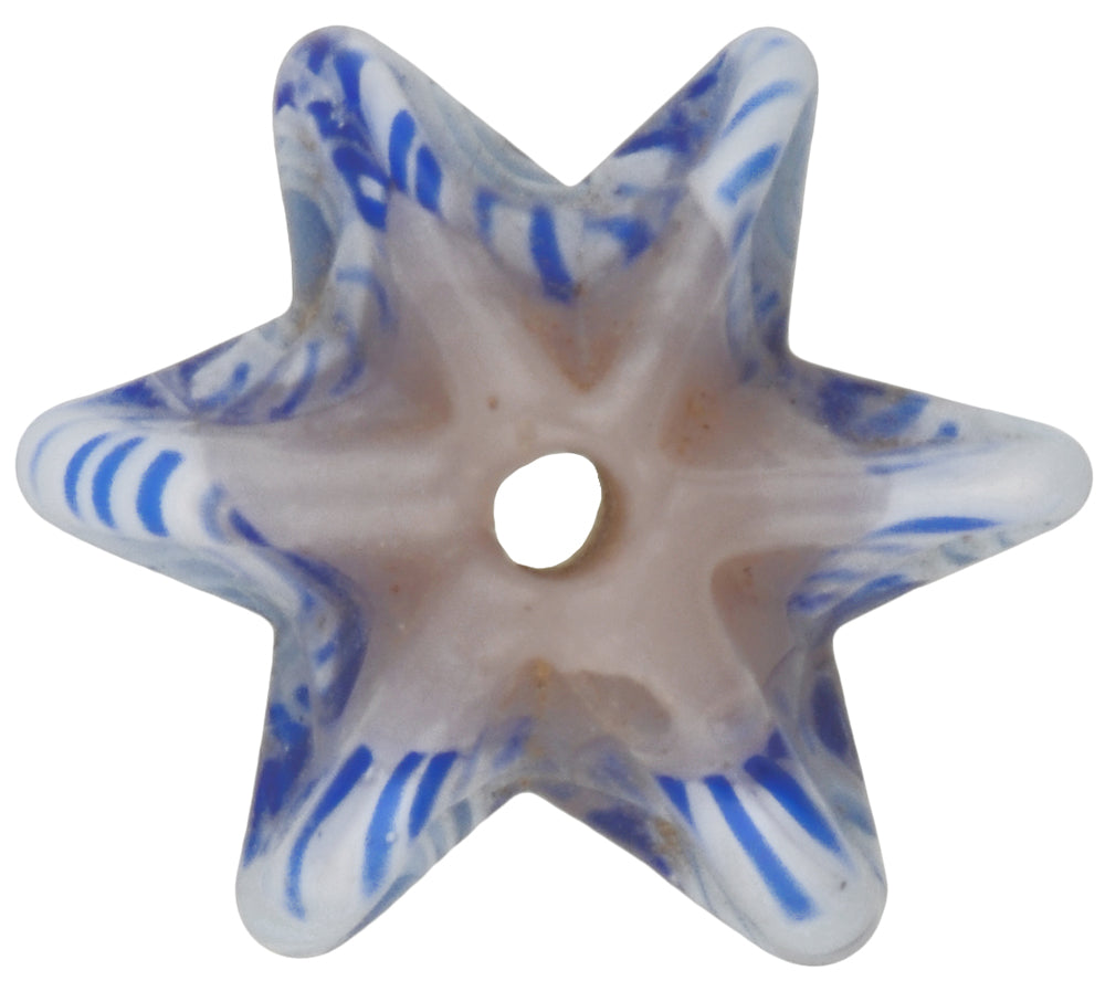 Rare Antique Large Star Venetian Millefiori Mosaic Glass Trade Bead - close-up