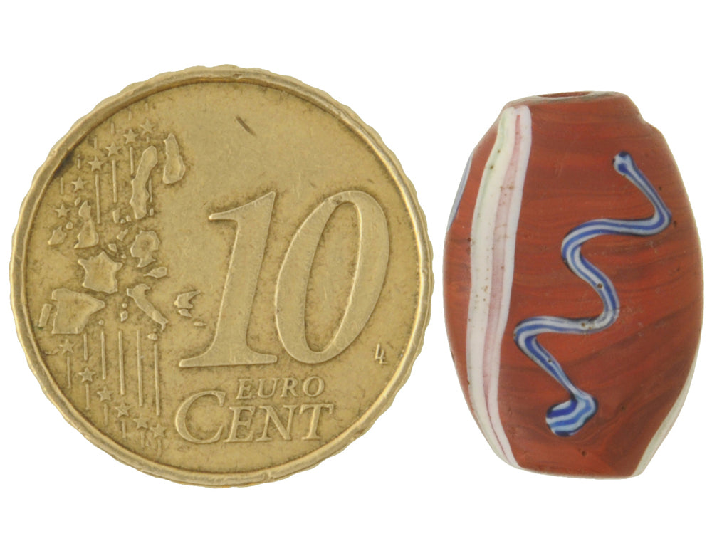 Antique Venetian Tabular Fancy Glass Trade Bead With Trail Decoration - alternate view