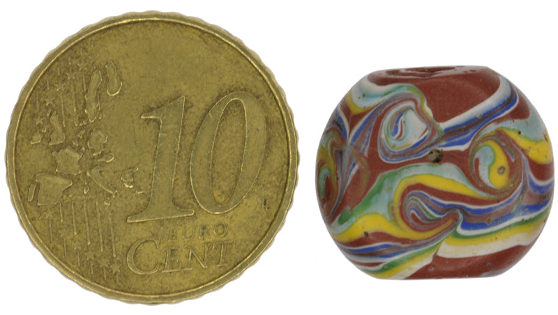 Rare Antique Tabular Fancy Venetian Lampwork Glass Trade Bead - close-up