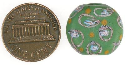Rare Tabular Fancy Venetian Lampwork Trade Bead - African Trade, Early 1900S - close-up