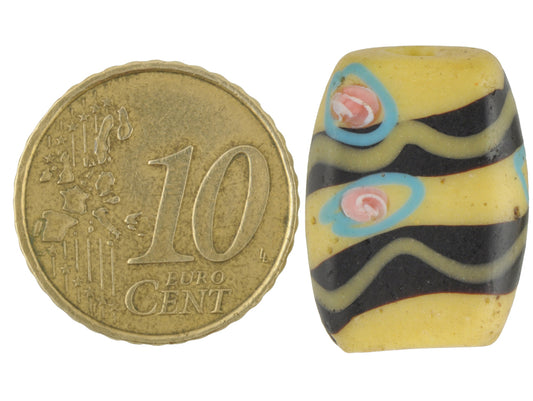 Antique Tabular Fancy Venetian Lampwork Glass Trade Bead, 20X15Mm - alternate view