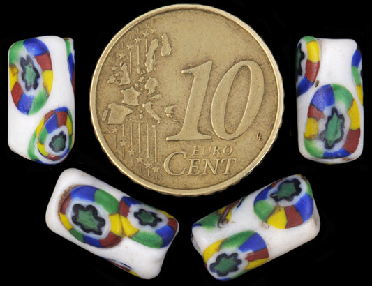 Rare Antique White Venetian Millefiori Mosaic African Trade Beads - alternate view