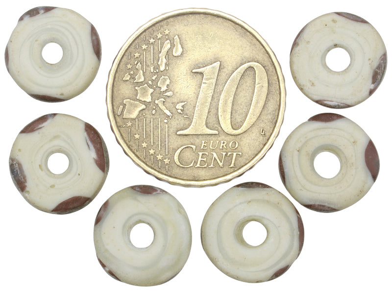 Rare Antique White Disk Millefiori African Trade Beads - Early 1900S - alternate view