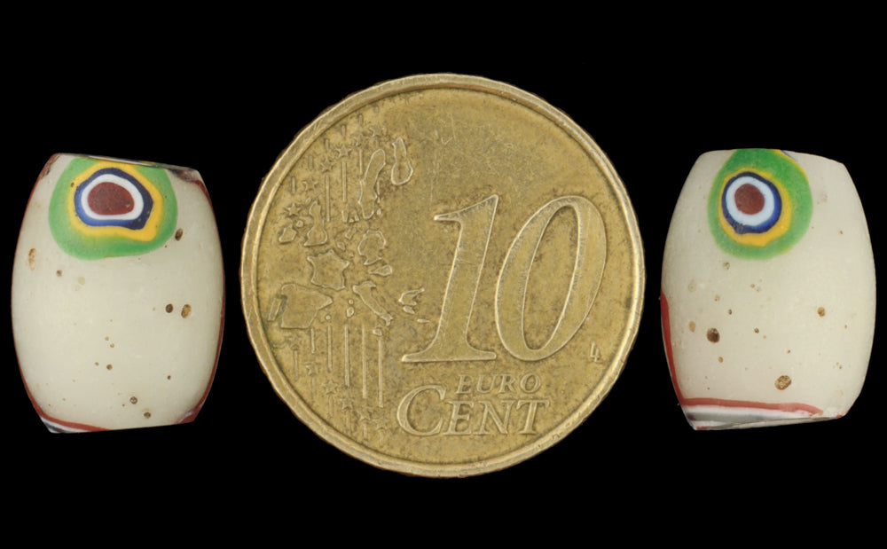 Rare Antique Oval Millefiori Mosaic Glass Trade Beads - African Trade - alternate view