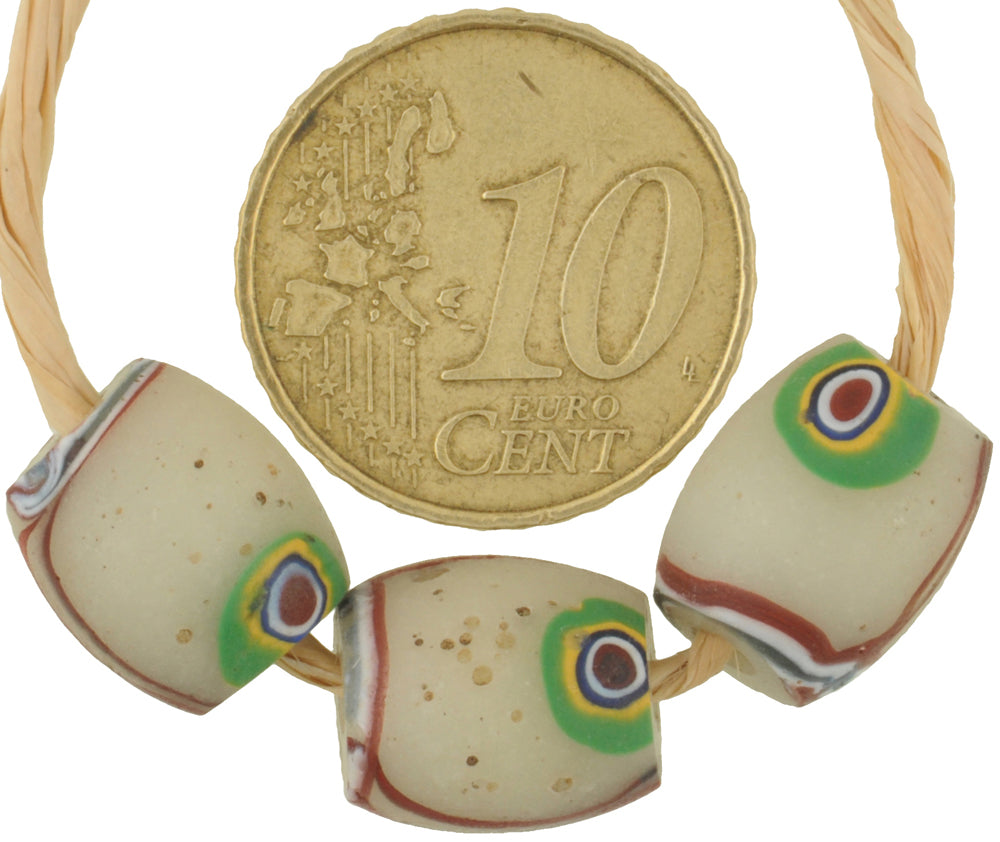 Rare Antique Oval Venetian Millefiori Mosaic Glass Trade Beads - alternate view