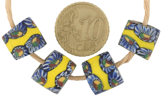 Rare Antique Banded Venetian Millefiori Mosaic Glass Trade Beads, 11Mm - alternate view