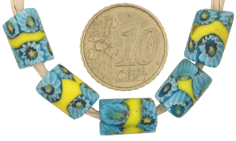 Antique Banded Venetian Millefiori Mosaic Glass Trade Beads - alternate view