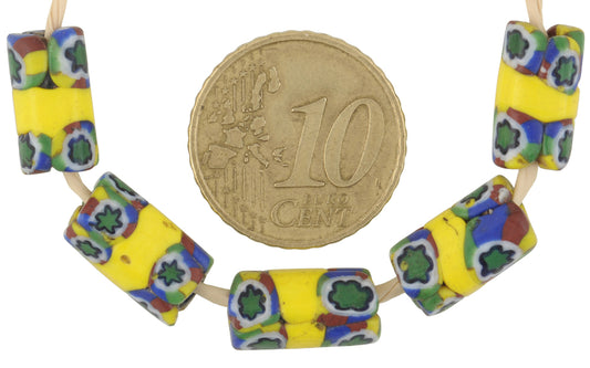 Antique Banded Millefiori Venetian Mosaic Glass Trade Beads 13X7Mm - alternate view