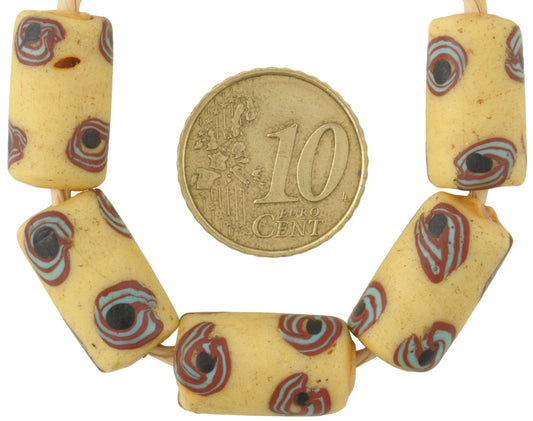 Antique Venetian "Eye" Fancy Wound Glass Trade Beads 17X10Mm - African Trade - alternate view