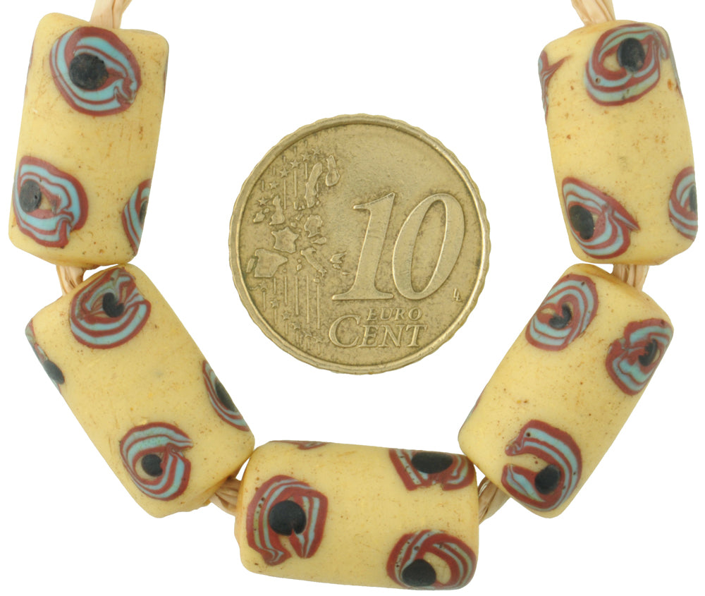 Five Antique "Eye" Venetian Lampwork Trade Beads With Trail Decoration - 18X10Mm - alternate view