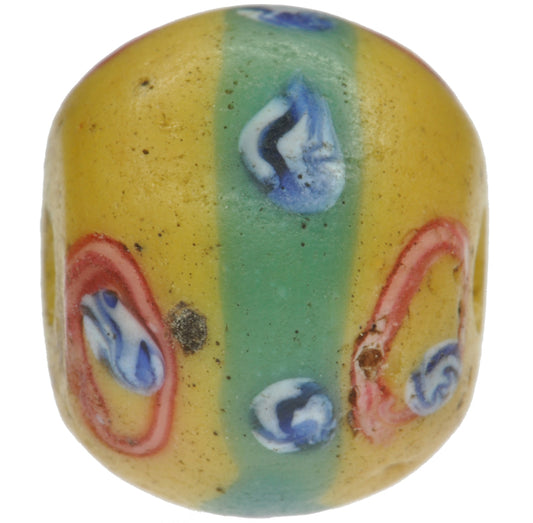 Rare Antique Banded Fancy Venetian Lampwork Glass Trade Bead - alternate view