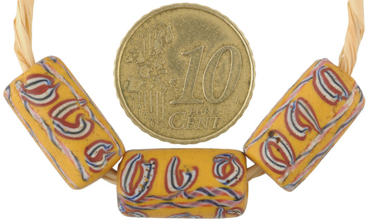 Antique Fancy Venetian Lampwork Trade Beads With Trail Decoration, 17-18Mm - alternate view