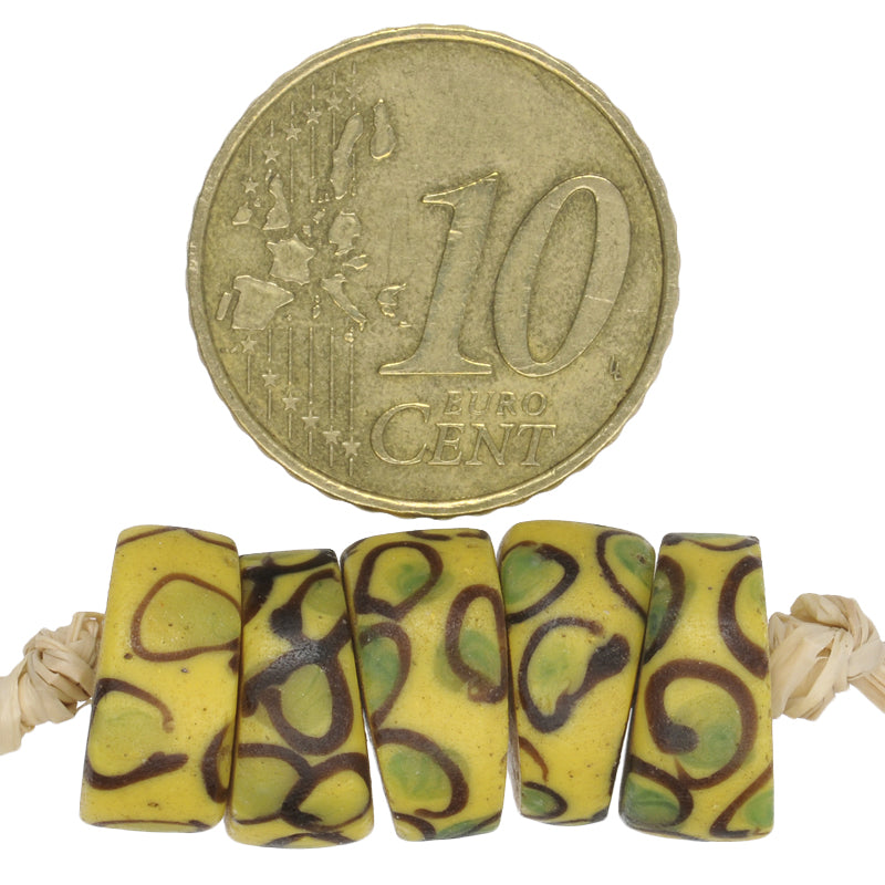 Rare Yellow Eye Venetian Glass Trade Beads - African Lampwork Spacers