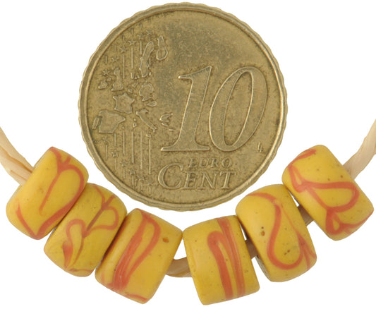 Six Rare Old Floral Disks - Antique Venetian Lampwork Trade Beads - alternate view